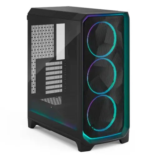 Fractal Design Meshify 3 Ambience Pro RGB (Black TG Light) Gaming Case w/ Light Tint Window, E-ATX, Mesh Front, 3x RGB Fans, Adjust Pro Hub, USB-C 20Gbps - HONORABLE VETERANS SOLUTIONS