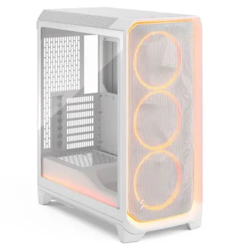 Fractal Design Meshify 3 Ambience Pro RGB (White TG Clear) Gaming Case w/ Clear Window, E-ATX, Mesh Front, 3x RGB Fans, Adjust Pro Hub, USB-C 20Gbps - HONORABLE VETERANS SOLUTIONS