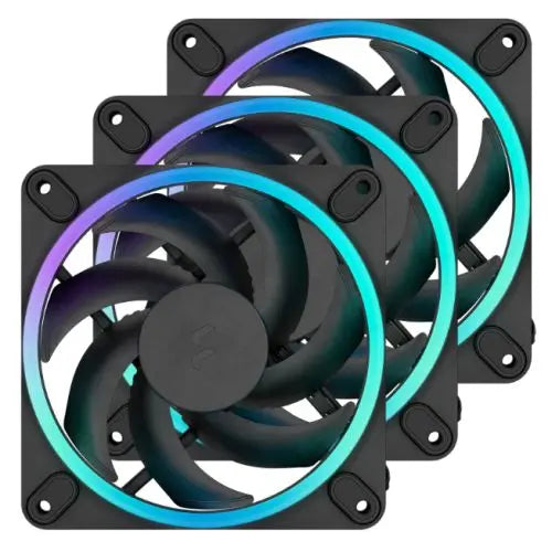 Fractal Design Momentum 12 ARGB 120mm PWM Case Fans (3-Pack), 16 LEDs, FDB Bearing, 350-2200 RPM, 8-pin Connector, Black - HONORABLE VETERANS SOLUTIONS