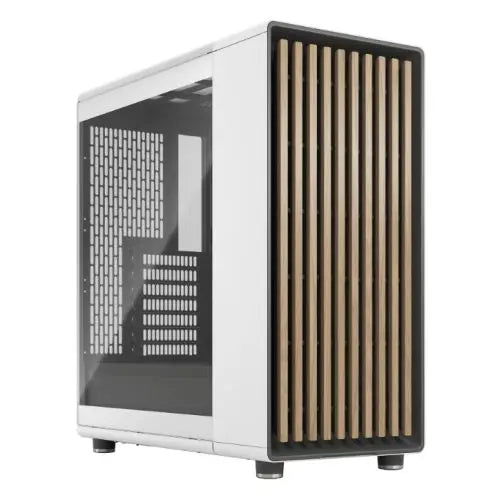 Fractal Design North Chalk White (TG Clear) Case w/ Clear Glass Window, ATX, 2 Fans, USB-C, Oak Front - HONORABLE VETERANS SOLUTIONS
