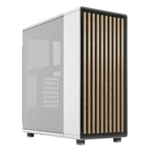 Fractal Design North Chalk White (White Solid) Case, ATX, Fine Mesh Side, 2 Fans, USB-C, Oak Front - HONORABLE VETERANS SOLUTIONS