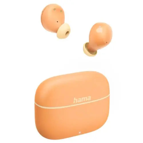 Hama (Freedom Buddy II) Bluetooth Earbuds True Wireless with Mic, Bass Boost, Touch/Voice Control, 20 Hour Battery, Charging/Carry Case, Orange - HONORABLE VETERANS SOLUTIONS