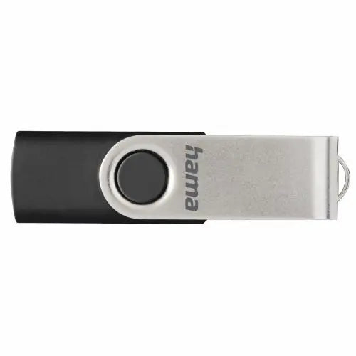 Hama Rotate 64GB USB 2.0 Memory Pen, Rotating Cap, Keyring, Black/Silver - HONORABLE VETERANS SOLUTIONS