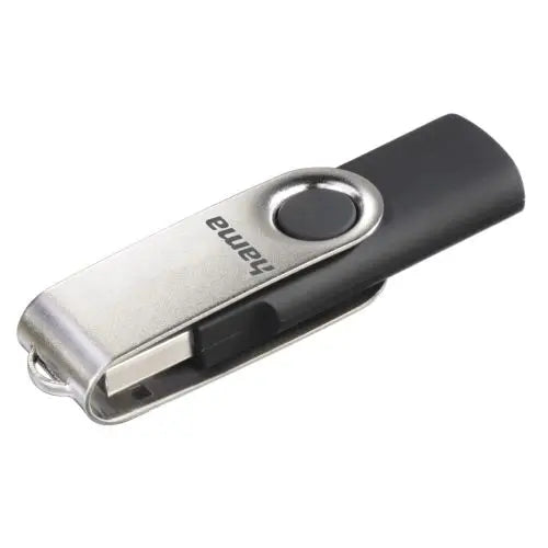 Hama Rotate 64GB USB 2.0 Memory Pen, Rotating Cap, Keyring, Black/Silver - HONORABLE VETERANS SOLUTIONS