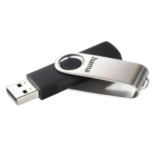 Hama Rotate 64GB USB 2.0 Memory Pen, Rotating Cap, Keyring, Black/Silver - HONORABLE VETERANS SOLUTIONS