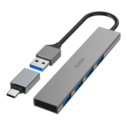 Hama Ultra-Slim External 4 Port 3.2 Gen1 Hub, 4x USB-A, USB Powered, USB-C Adapter - HONORABLE VETERANS SOLUTIONS