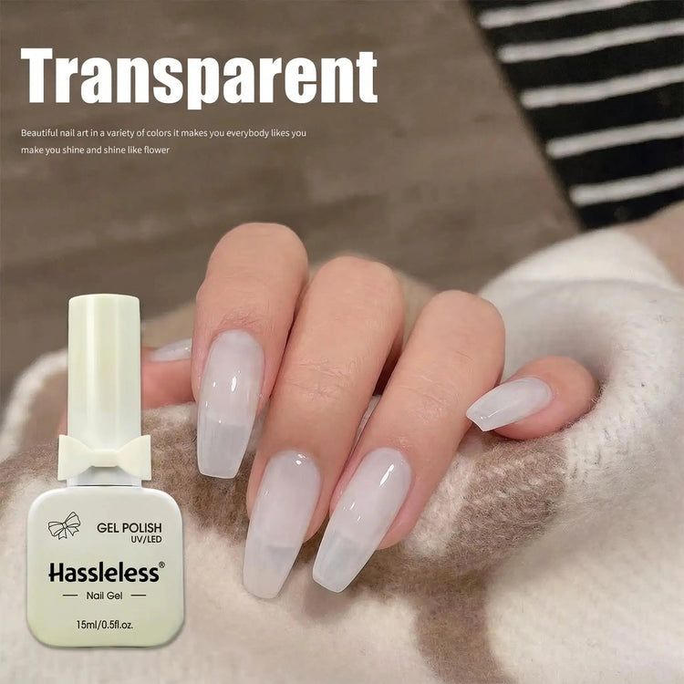 Hassleless Pudding Milky White Gel Nail Polish, Pure Color UV Gel Polish, For Professionals Starter Nail Art DIY 15ml - HONORABLE VETERANS SOLUTIONS