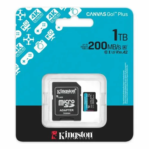 Kingston 1TB Canvas Go! Plus Gen4 MicroSDXC Card with SD Adapter, UHS-I Class 10, U3, A2 App Performance, 200MB/s - HONORABLE VETERANS SOLUTIONS