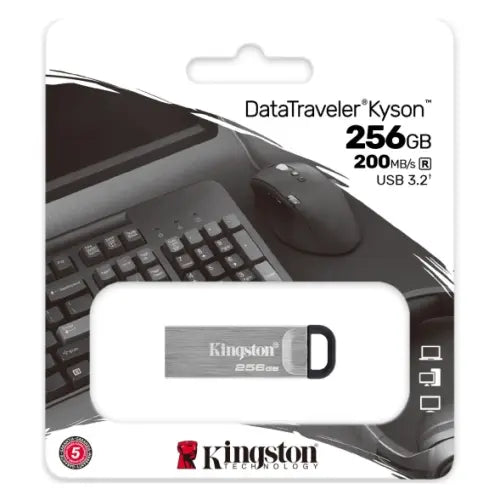 Kingston 256GB DataTraveler Kyson USB 3.2 Gen1 Memory Pen, Metal Capless Design, R/W 200/60 MB/s - HONORABLE VETERANS SOLUTIONS