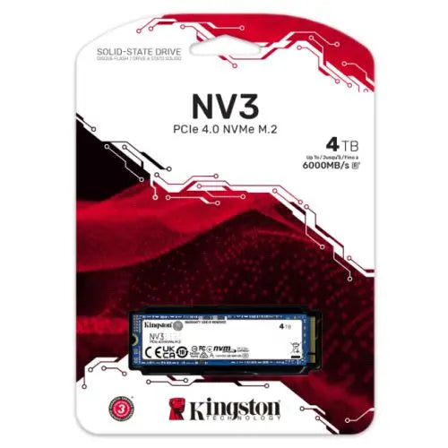 Kingston 4TB NV3 M.2 NVMe Gen4 SSD, M.2 2280, PCIe4, R/W 6000/5000 MB/s - HONORABLE VETERANS SOLUTIONS