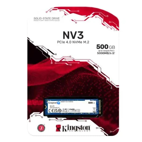 Kingston 500GB NV3 M.2 NVMe Gen4 SSD, M.2 2280, PCIe4, R/W 5000/3000 MB/s - HONORABLE VETERANS SOLUTIONS