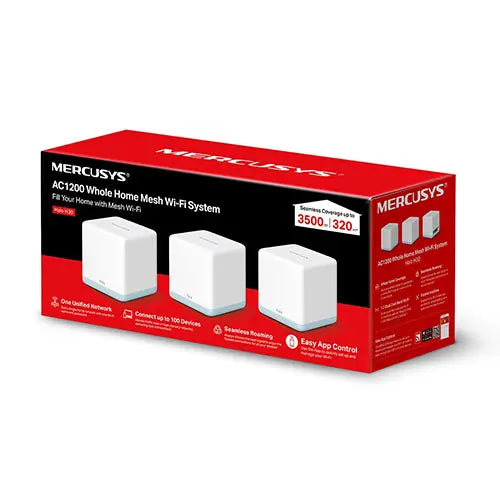 Mercusys (HALO H30 3-Pack) AC1200 Whole-Home Mesh Wi-Fi System, Dual Band, 2x 10/100 LAN on each Unit, AP Mode - HONORABLE VETERANS SOLUTIONS