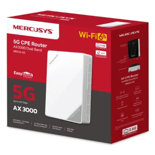 Mercusys (MB520-5G) 5G AX3000 Wireless Dual Band Router, 2.5G WAN/LAN, Phone Port, EasyMesh Compatible - HONORABLE VETERANS SOLUTIONS