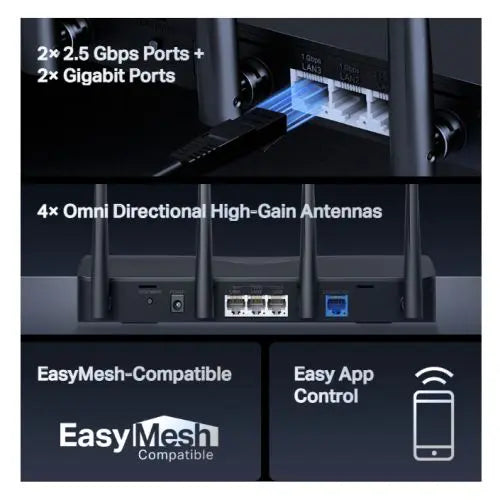 Mercusys (MR27BE) BE3600 Dual Band Wi-Fi 7 Router, MLO, 2.5G LAN, 2.5G WAN, EasyMesh Compatible - HONORABLE VETERANS SOLUTIONS