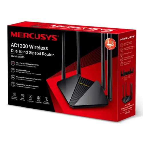 Mercusys (MR30G) AC1200 Wireless Dual Band Gigabit Cable Router, 2 LAN, 1 WAN, MU-MIMO, Access Point Mode - HONORABLE VETERANS SOLUTIONS