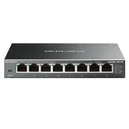 Mercusys (MS108GS-M2) 8-Port 2.5G Multi-Gigabit Desktop Switch, 8x 2.5G Ports, Fanless, Metal Casing - HONORABLE VETERANS SOLUTIONS