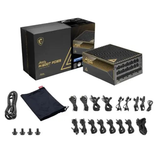 MSI 1600W (MEG Ai1600T PCIE5) ATX 3.1 PSU, Fully Modular, Tri-certified Titanium, Dual 12V-2x6, Full Digital Design, PCIe 5.1, RGB Lighting - HONORABLE VETERANS SOLUTIONS