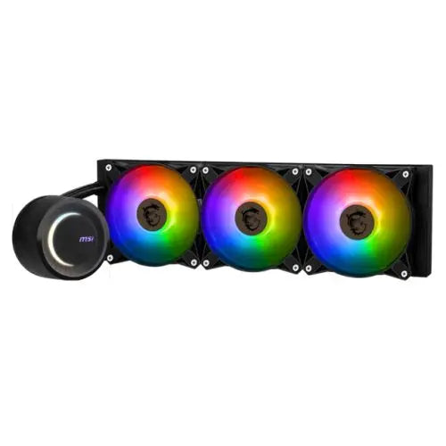 MSI MAG CORELIQUID E360 360mm Liquid CPU Cooler, 3x ARGB PWM Fans, Rotatable ARGB Blockhead, Black - HONORABLE VETERANS SOLUTIONS