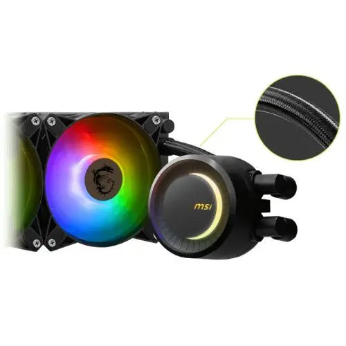 MSI MAG CORELIQUID E360 360mm Liquid CPU Cooler, 3x ARGB PWM Fans, Rotatable ARGB Blockhead, Black - HONORABLE VETERANS SOLUTIONS