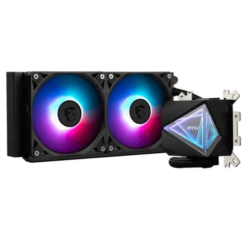 MSI MAG CORELIQUID I240 240mm Liquid CPU Cooler, 2x ARGB PWM Fans, Dual-sided Infinite Mirror Cooling Block, Black - HONORABLE VETERANS SOLUTIONS