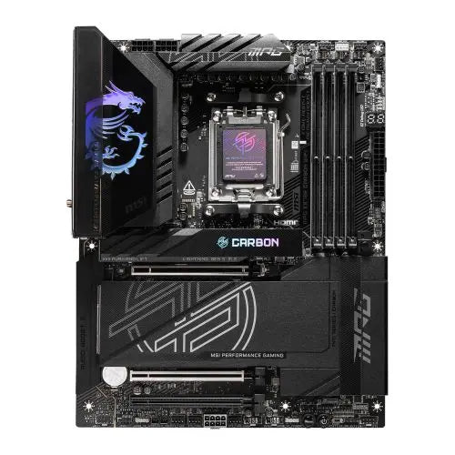MSI MPG X870E CARBON WIFI, AMD X870E, AM5, ATX, 4 DDR5, HDMI, 2 USB4, Wi-Fi 7, 5G & 2.5G LAN, RGB, 4x M.2 - HONORABLE VETERANS SOLUTIONS