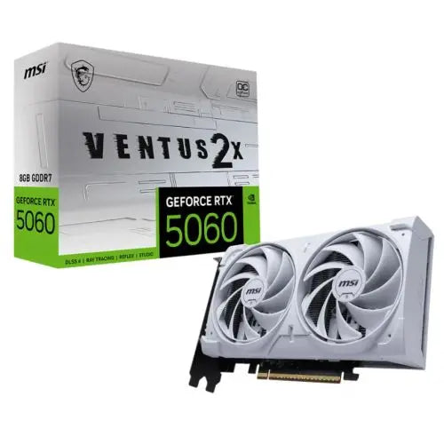 MSI RTX5060 8G VENTUS 2X OC WHITE, PCIe5, 8GB DDR7, HDMI, 3 DP, 2535MHz Clock, Overclocked - HONORABLE VETERANS SOLUTIONS