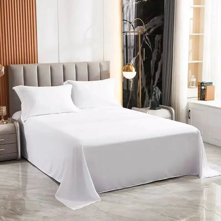 One Single Bed Sheet (Excluding Pillowcases and Pillow Inserts) Made of Washed Material, Pure White, Suitable for Hotels, Guesthouses, and Home Use for Single or Double Beds - HONORABLE VETERANS SOLUTIONS