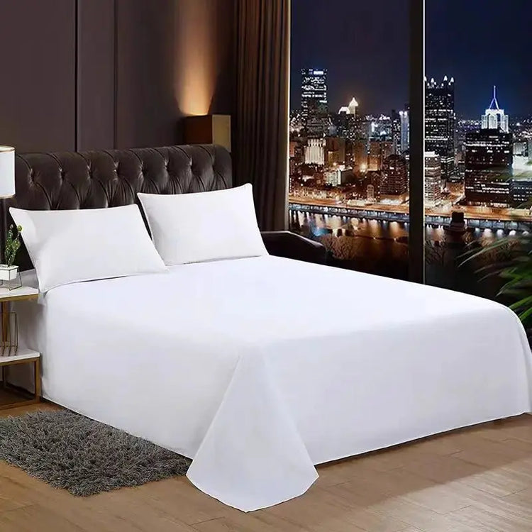 One Single Bed Sheet (Excluding Pillowcases and Pillow Inserts) Made of Washed Material, Pure White, Suitable for Hotels, Guesthouses, and Home Use for Single or Double Beds - HONORABLE VETERANS SOLUTIONS