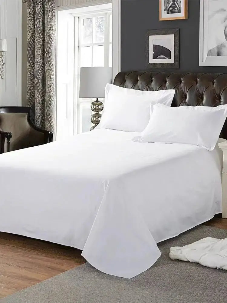 One Single Bed Sheet (Excluding Pillowcases and Pillow Inserts) Made of Washed Material, Pure White, Suitable for Hotels, Guesthouses, and Home Use for Single or Double Beds - HONORABLE VETERANS SOLUTIONS