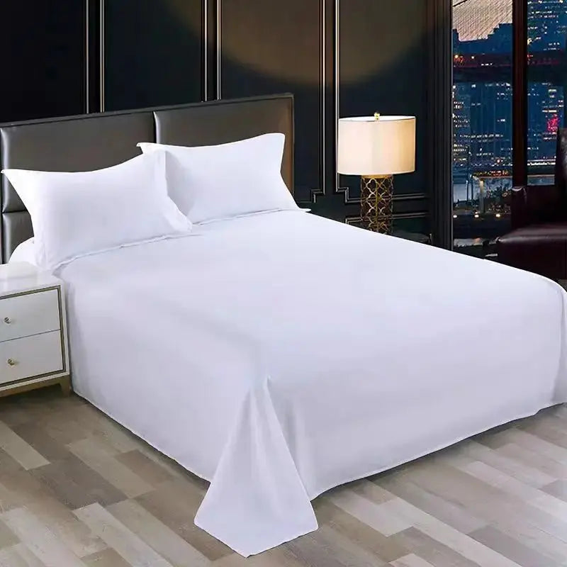One Single Bed Sheet (Excluding Pillowcases and Pillow Inserts) Made of Washed Material, Pure White, Suitable for Hotels, Guesthouses, and Home Use for Single or Double Beds - HONORABLE VETERANS SOLUTIONS
