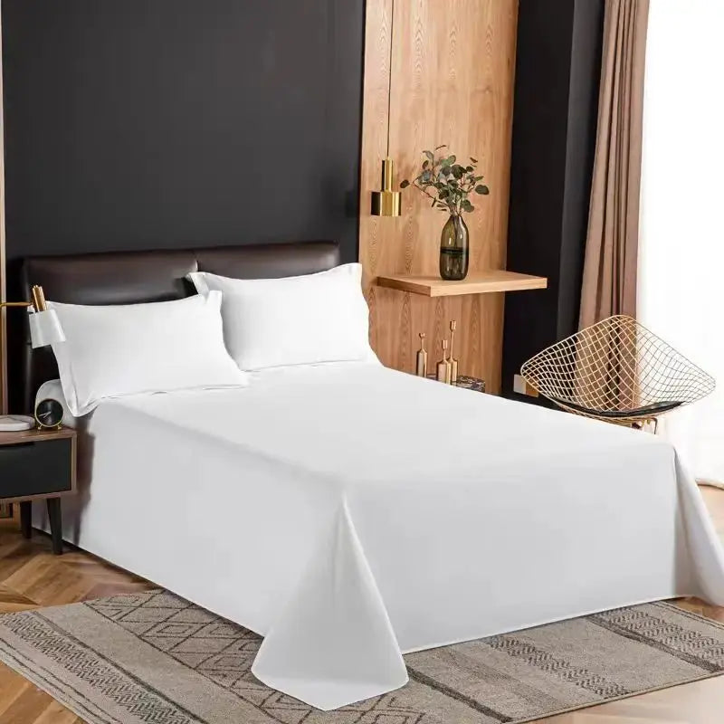 One Single Bed Sheet (Excluding Pillowcases and Pillow Inserts) Made of Washed Material, Pure White, Suitable for Hotels, Guesthouses, and Home Use for Single or Double Beds - HONORABLE VETERANS SOLUTIONS