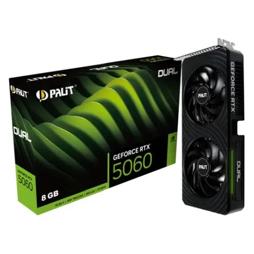 Palit RTX5060 DUAL, PCIe5, 8GB DDR7, HDMI, 3 DP, 2497MHz Clock, RGB Lighting - HONORABLE VETERANS SOLUTIONS