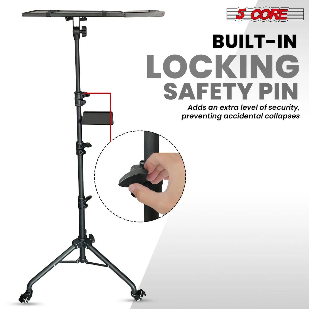 Projector Stand 29.5 to 71 Inch Adjustable Tripod 2 Shelves Portable Laptop Cart w Phone Holder - HONORABLE VETERANS SOLUTIONS