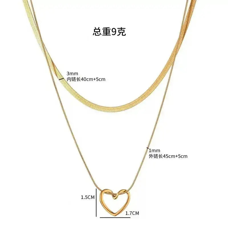 Stainless Steel Heart-shaped Pendant Necklace Metal Waterproof Jewelry For Women - HONORABLE VETERANS SOLUTIONS