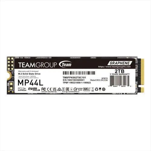 Team 2TB MP44L M.2 NVMe Gen4 SSD, M.2 2280, PCIe4, R/W 4800/4400 MB/s, Heat Dissipating Graphene Label - HONORABLE VETERANS SOLUTIONS