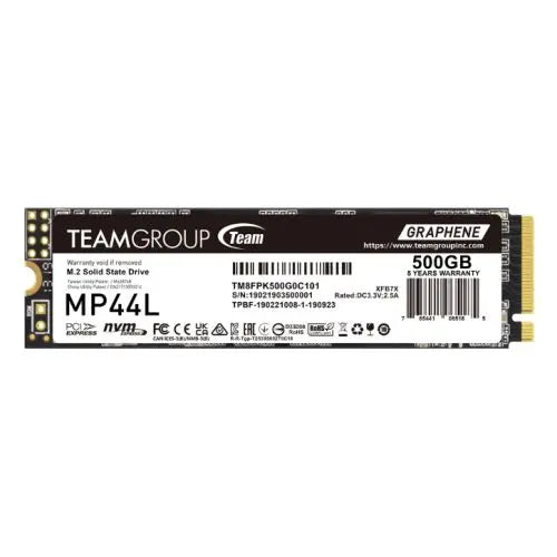 Team 500GB MP44L M.2 NVMe Gen4 SSD, M.2 2280, PCIe4, R/W 5000/2500 MB/s, Heat Dissipating Graphene Label - HONORABLE VETERANS SOLUTIONS