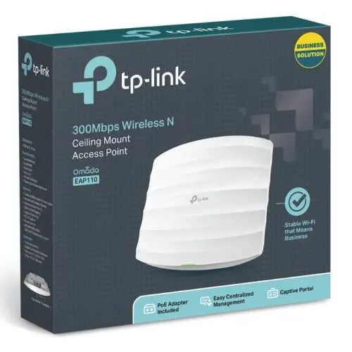 TP-LINK (EAP110) Omada 300Mbps Wireless N Ceiling Mount Access Point, Passive PoE, 10/100, Free Software - HONORABLE VETERANS SOLUTIONS