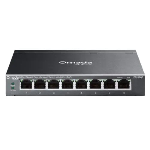 TP-LINK (ES208GP) Omada 8-Port Gigabit Easy Managed Switch with 8-Port PoE+, Fanless, Metal Casing - HONORABLE VETERANS SOLUTIONS