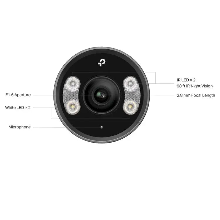 TP-LINK (InSight S385 2.8MM) VIGI 8MP Outdoor Full-Colour Bullet Network Camera w/ 2.8mm Lens, IP67, PoE, AI Detection/Classification, Two-Way Audio, H.265+ - HONORABLE VETERANS SOLUTIONS