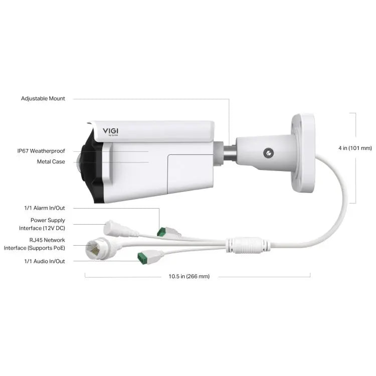 TP-LINK (InSight S385PI) VIGI 8MP Outdoor IR Panoramic Bullet Network Camera, IP67, PoE, 180° Panorama, AI Detection/Classification, Red-Blue Warning Lights - HONORABLE VETERANS SOLUTIONS