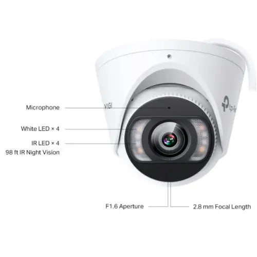 TP-LINK (InSight S445 2.8MM) VIGI 4MP Full-Colour Turret Network Camera w/ 2.8mm Lens, IP67, PoE, AI Detection/Classification, Two-Way Audio, H.265+ - HONORABLE VETERANS SOLUTIONS
