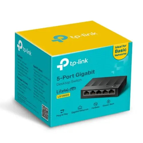 TP-LINK (LS1005G) 5-Port Gigabit Unmanaged Desktop LiteWave Switch, Green Technology, Plastic Case - HONORABLE VETERANS SOLUTIONS