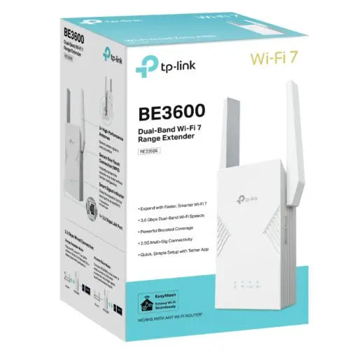 TP-LINK (RE235BE) BE3600 Dual Band Wi-Fi 7 Range Extender, External Antennas, 2.5G Port, MLO, EasyMesh-Compatible, AP Mode - HONORABLE VETERANS SOLUTIONS