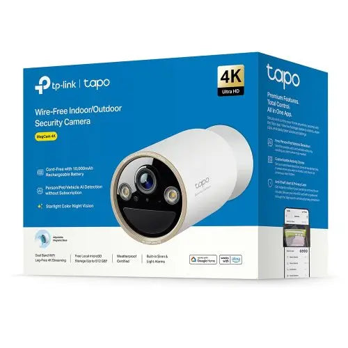 TP-LINK (TAPO C460) Smart Battery-Powered 4K Outdoor Security Camera, 10000mAh Battery, Colour Night Vision, AI Detection, Alarms, 2-Way Audio, No Hub Required - HONORABLE VETERANS SOLUTIONS