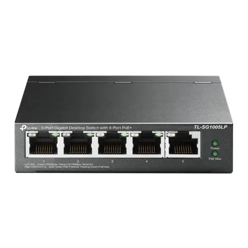 TP-LINK (TL-SG1005LP) 5-Port Gigabit Unmanaged Desktop Switch, 4-Port PoE, Intelligent Power, Steel Case - HONORABLE VETERANS SOLUTIONS