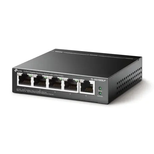TP-LINK (TL-SG1005LP) 5-Port Gigabit Unmanaged Desktop Switch, 4-Port PoE, Intelligent Power, Steel Case - HONORABLE VETERANS SOLUTIONS