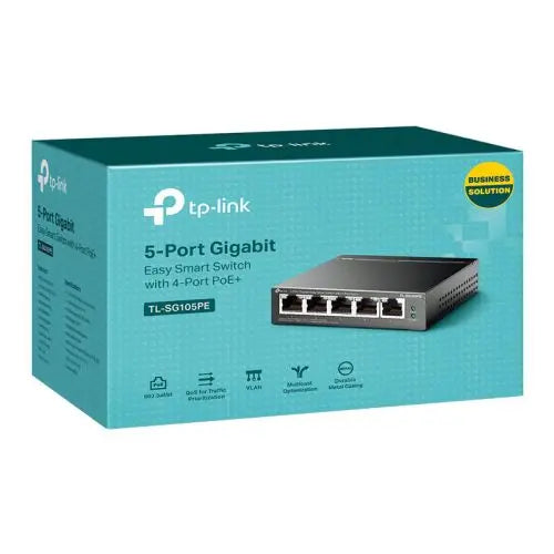 TP-LINK (TL-SG105PE) 5-Port Gigabit PoE Easy Smart Switch, 4-Port PoE+, Steel Case - HONORABLE VETERANS SOLUTIONS