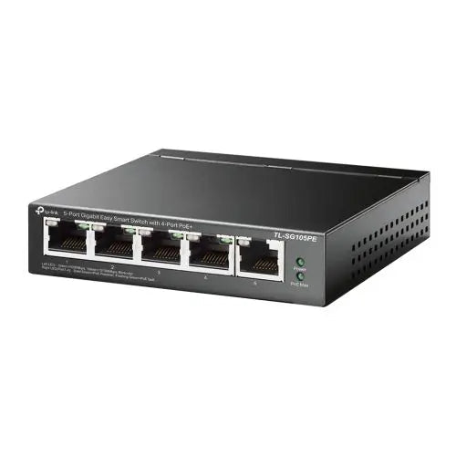 TP-LINK (TL-SG105PE) 5-Port Gigabit PoE Easy Smart Switch, 4-Port PoE+, Steel Case - HONORABLE VETERANS SOLUTIONS