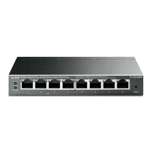 TP-LINK (TL-SG108PE) 8-Port Gigabit Easy Smart Switch with 4-Port PoE+, Steel Case - HONORABLE VETERANS SOLUTIONS