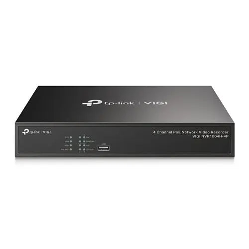 TP-LINK (VIGI NVR1004H-4P) 4 Channel PoE+ Network Video Recorder, 4K HDMI Output, 16MP Decoding Capacity, H.265+, ONVIF, Two-Way Audio - HONORABLE VETERANS SOLUTIONS